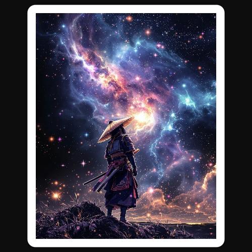 Samurai looking into the Cosmos - Sticker