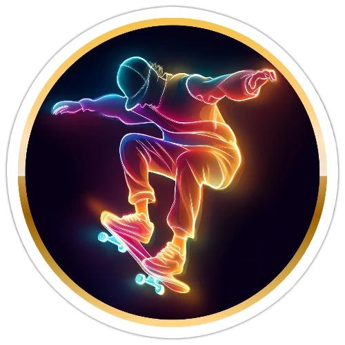 Skateboarding: Midnight Neon Skater - Sticker
