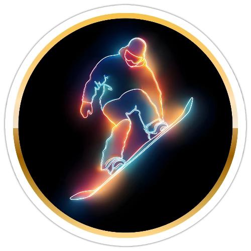 Golden Neon Snowboard - Sticker