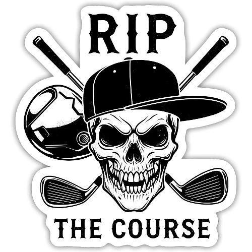 RIP THE COURSE - Skull Golf Gift Tee for Men - Sticker