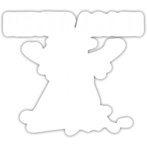 NEVER AGAIN - Broken Club Golf Tee - Sticker
