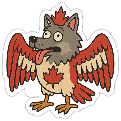 Maple-Mad Wolfbird – Quirky Canadian Creature - Sticker