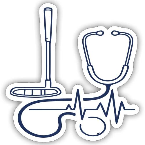 Golf Heartbeat EKG - Medical Pro Gift Tee - Sticker