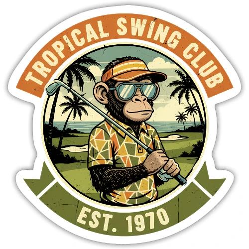 Retro Monkey Golf Tee 70s Vintage Style Gift - Sticker