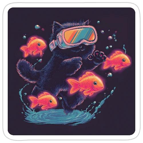 Cyber Cat Splash - Sticker