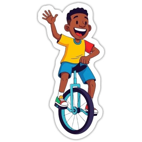 Animated African American Unicyclist - Sticker