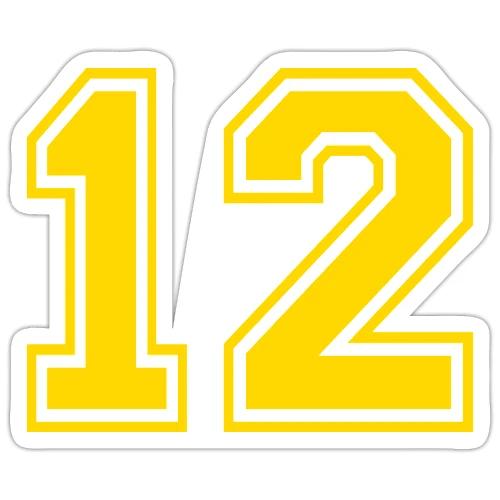 Number 12 in a classic athletic collegiate font - Sticker