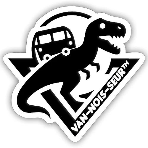 Dinosaur Fossil Camper Van Logo - Sticker