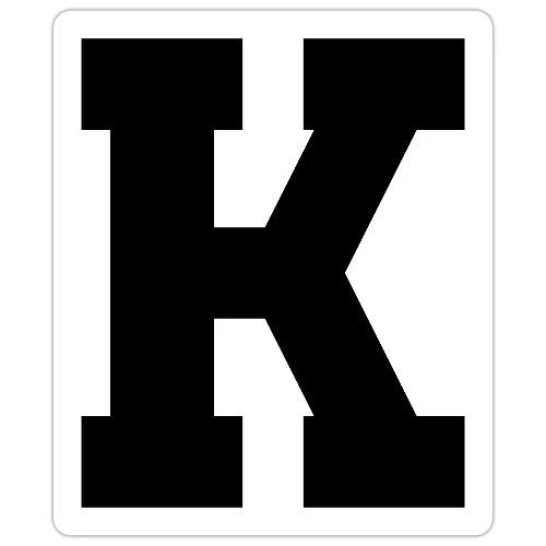 Varsity Letter K Collegiate Font Design - Sticker