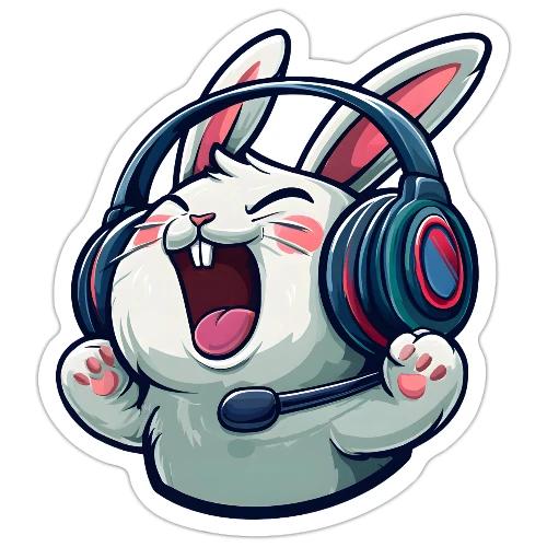 Gamer Bunny Headset Cartoon Design - Sticker