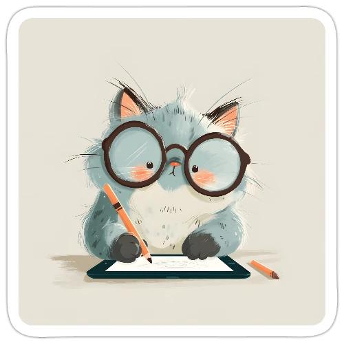 Creative Cat Digital Artist Illustration - Sticker