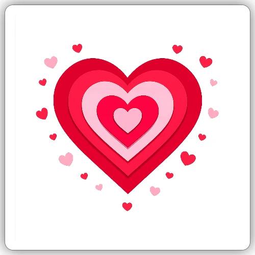 Layered Red & Pink Heart – Cute Valentine Love - Sticker