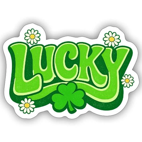 Lucky 70s Retro T-Shirt - Sticker