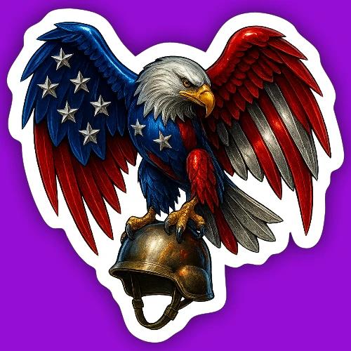American Flag Bald Eagle - Helmet - Sticker