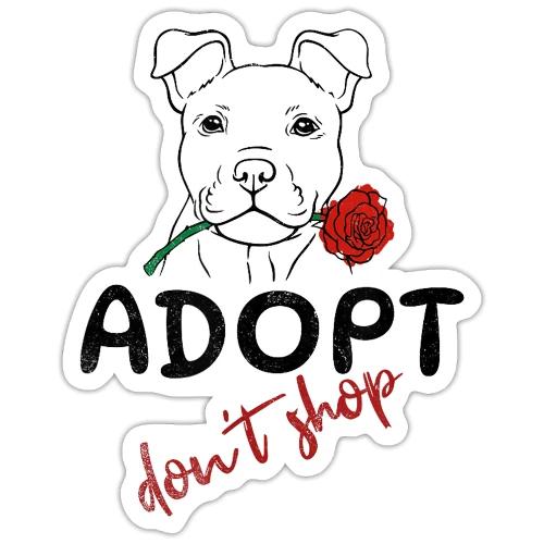 Retro Adopt Dont Shop Cute Puppy Rose Tee - Sticker