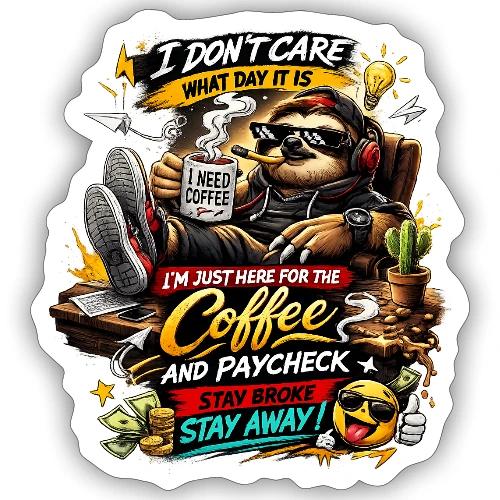 Just Here for Coffee and Paycheck - Sticker