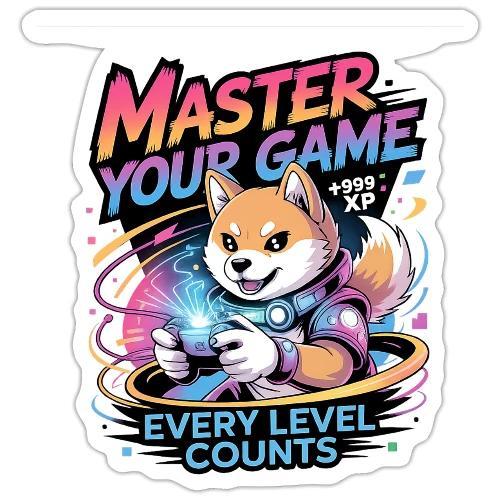 Cute Gamer Shiba Inu Level Up - Sticker