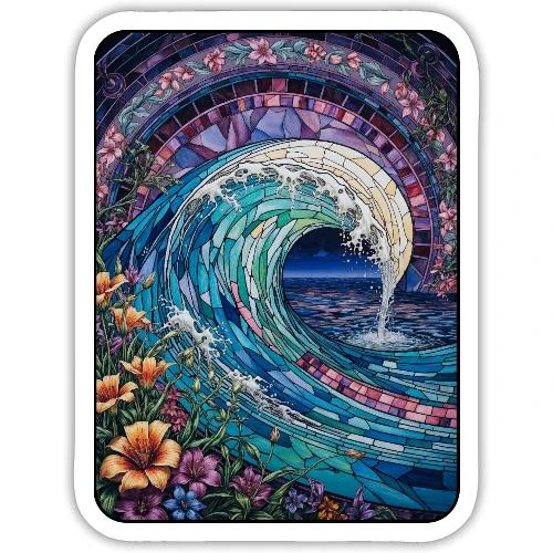 Stained Glass Wave - Sticker