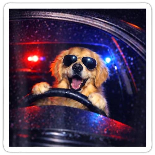 Funny Police Golden Retriever Meme Tee - Sticker