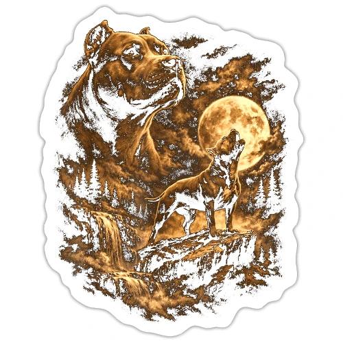 Pit Bull Howling Moon Fantasy Forest Tee - Sticker