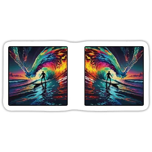 Avalon Surfs A Winged Wave - Sticker