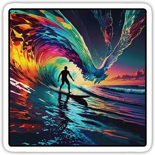 Avalon Rides A Flying Wave - Sticker