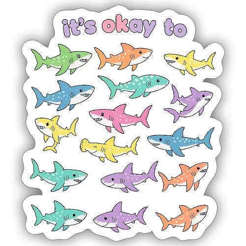 It’s Okay To – Cute Pastel Shark - Sticker