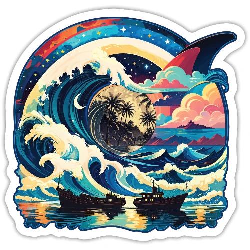 Moonlight Sun Waves - Sticker