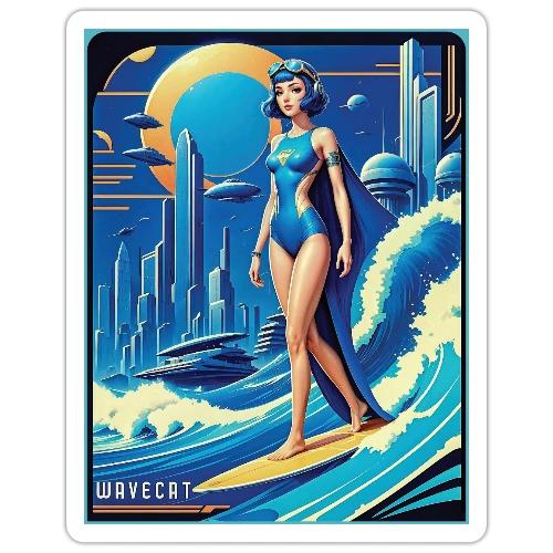 Art Deco City Surfer - Sticker