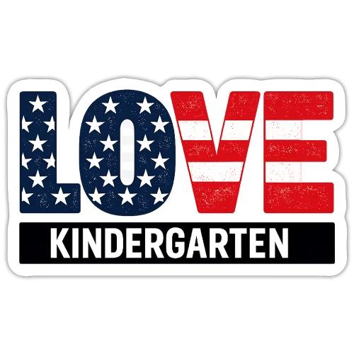 Love Kindergarten Patriotic Graduation - Sticker