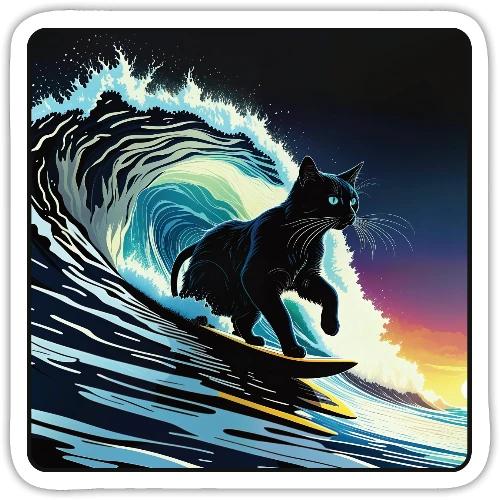 Black Cat Dawn Patrol - Sticker