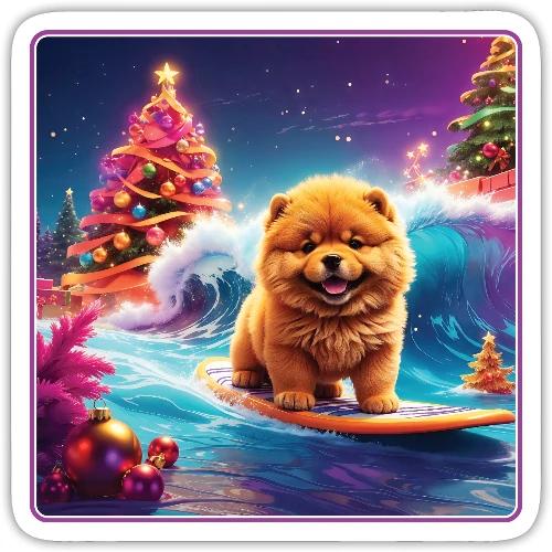 Chow Christmas Surf - Sticker