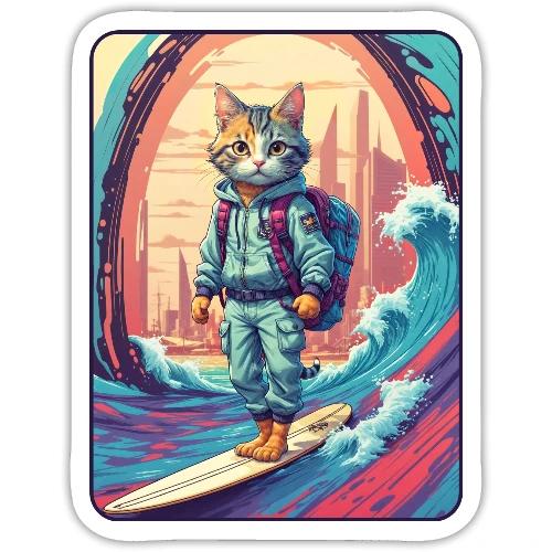 City Surf Messenger Cat - Sticker