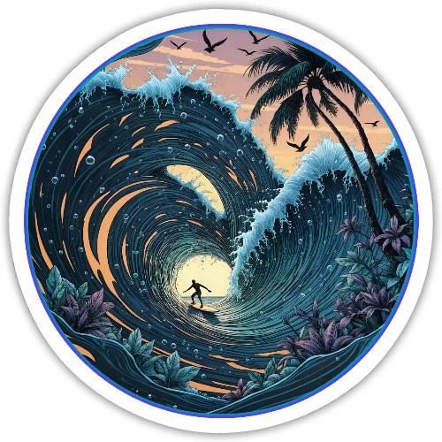 Double Barrel Flower Wave - Sticker