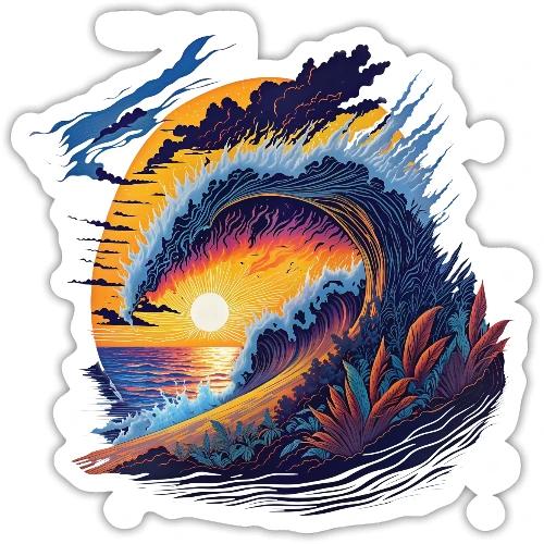 Rainbow Fire Wave - Sticker