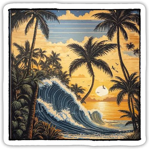 Jungle Wave Sunrise - Sticker