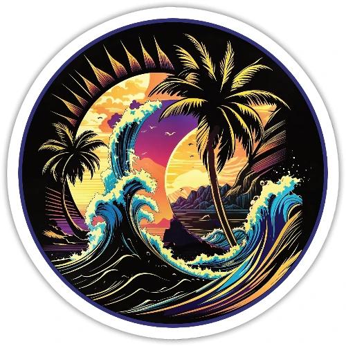 Purple Sunset Waves - Sticker