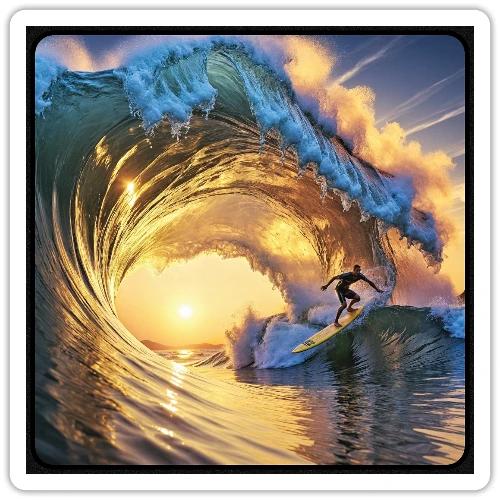 Morning Gold Full-Pipe Wave - Sticker