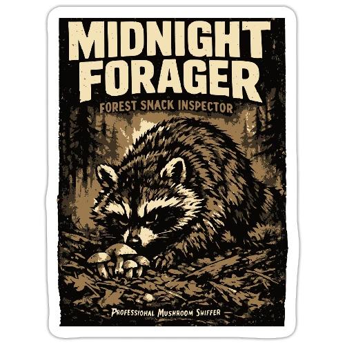 Midnight Forager Raccoon Mushroom Hunter - Sticker