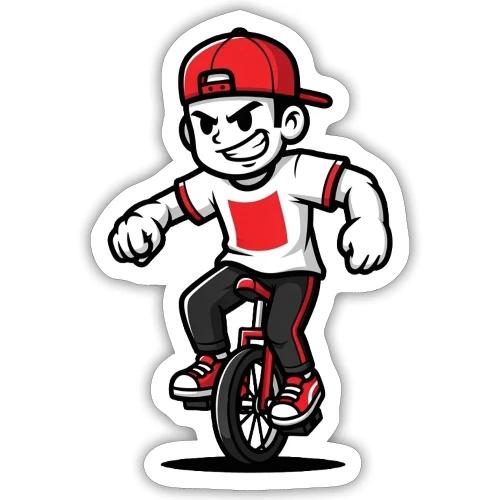 Unicycle Rebel – Street Rider Mascot - Sticker
