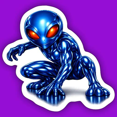 Blue Alien Crouch - Sticker