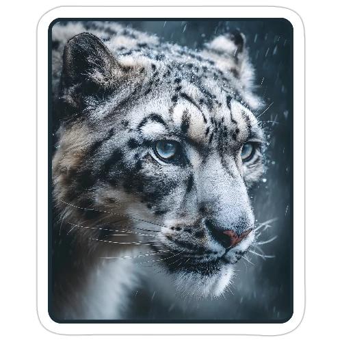Snow Leopard Blue Eyes Design - Sticker
