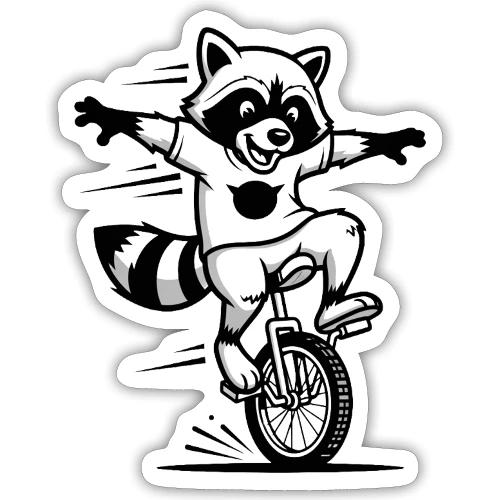 Unicycle Fox Cartoon - Sticker