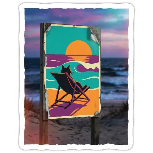 Sunset Cat Sign - Sticker