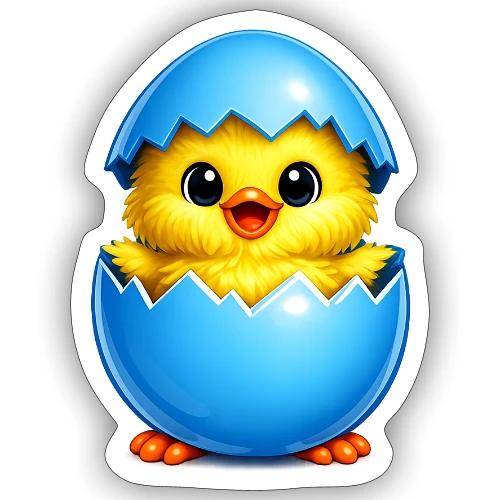 Easter Chick Blue - Sticker
