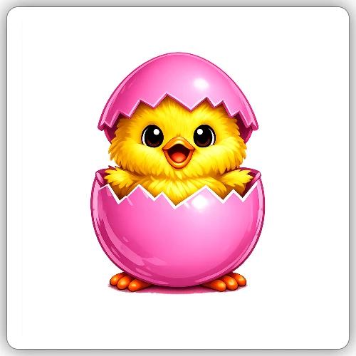 Easter Chick Pink - Sticker