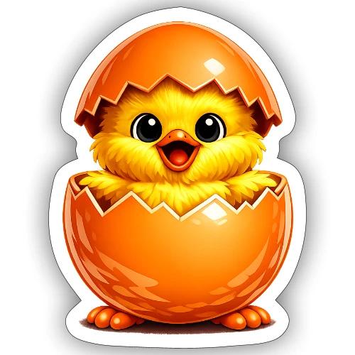 Easter Chick Orange - Sticker