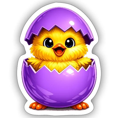 Easter Chick Purple - Sticker