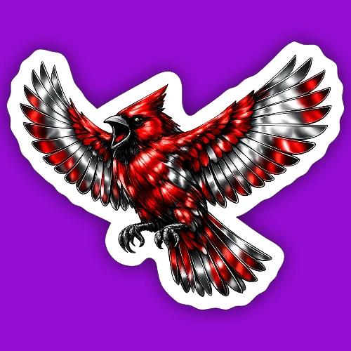 Silver Cardinal in Flight - Sticker