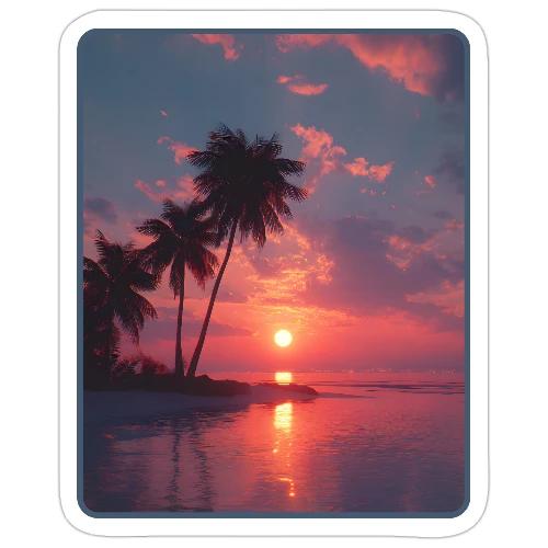 Tropical Sunset Ocean Reflection Design - Sticker